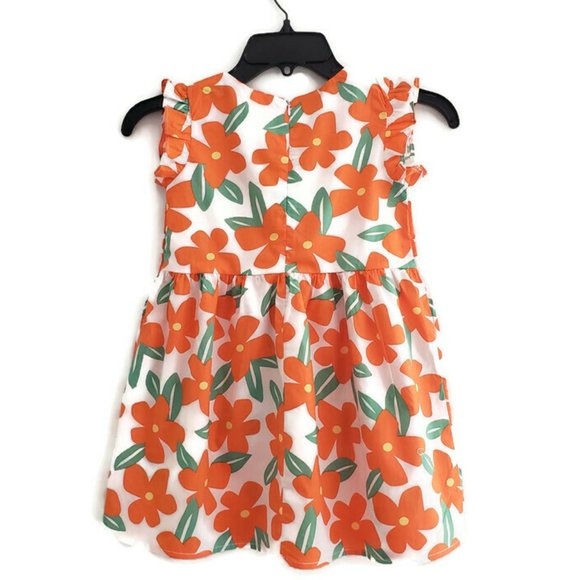 Girl's Cotton Summer Dress Short Ruffled Sleeve - Picture 2 of 5